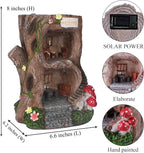 Solar Light Gnome Fairy Garden House for Outside, Big Size Fairy Miniature Buildings Accessories House Sculptures for Outdoor Garden Patio Lawn Path Decorations, 8" Tall