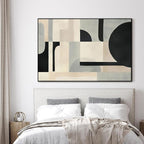 SIGNWIN 46"x72" Extra Large Framed Wall Art Modern Neutral Abstract Geometric in Black and Beige, Clean Minimalist Design for Home Living Room Bedroom Decor (Frame Assembly Required)
