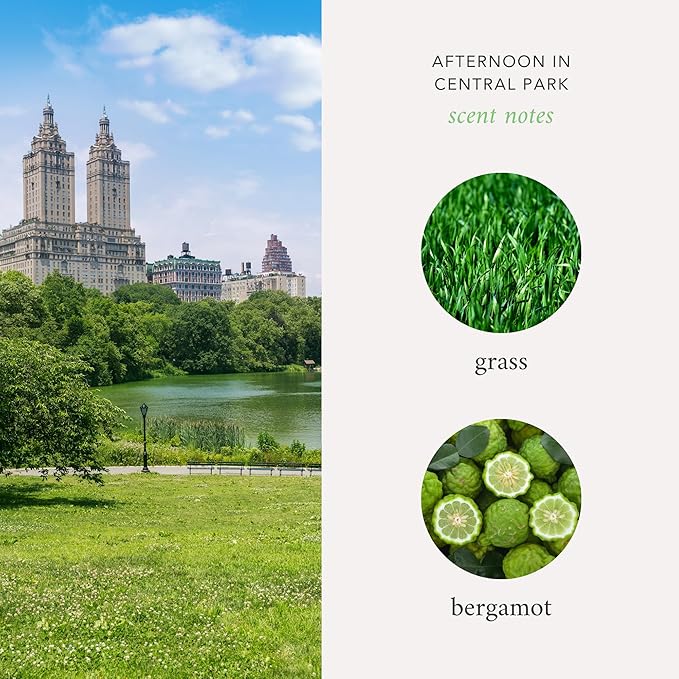 Literie NYC Inspired Scented Candle: Afternoon in Central Park - Grass & Bergamot Scent, 9oz, 50 Hour Burn, Vegan Soy & Coconut Blend Candle for Home Decor, Gift for Women & Men