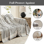 Boho Couch Cover Washable Sectional Couch Covers for Dogs Reversible Sofa Slipcover for 2 or 3 Cushion Couch Pet Friendly Furniture Protector (1# Heise, 71" x 118")