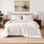 Amazon Basics Waffle Weave Microfiber 3-Piece Duvet Cover Set, Includes 1 Duvet Cover and 2 Pillow Shams, Queen, Pink Striped