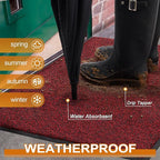 Mibao Front Door Mat, Dirt Trapper Welcome Mat for Outdoor Indoor, Non-Slip Waterproof Doormat, Durable Machine Washable Low Profile Entry Rug for Back Door Outside Patio Porch, 72" x 24", Red