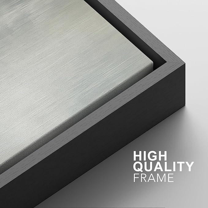 SIGNFORD Framed Canvas Print Wall Art Set Soft Gray and Blue Abstract Neutral Illustration Modern Art Decorative Nordic Nature for Living Room, Bedroom, Office - 16"x24"x2 Black