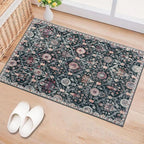 Lahome Moroccan Trellis Washable Rug, 2x3 Entryway Rugs for Kitchen Bathroom, Non-Slip Indoor Door Mat Ultra-Thin, Small Oriental Throw Carpet for Bedroom Entry, Black/Multi