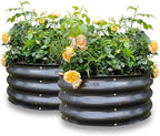 GARDMAX 2 Pack 2x2x1FT Galvanized Round Raised Garden Bed Kit, Metal Planter Boxes Outdoor with Easy Assembly, Large Garden Bed for Vegetables, Fruits, Flower, Herbs Dark Gray
