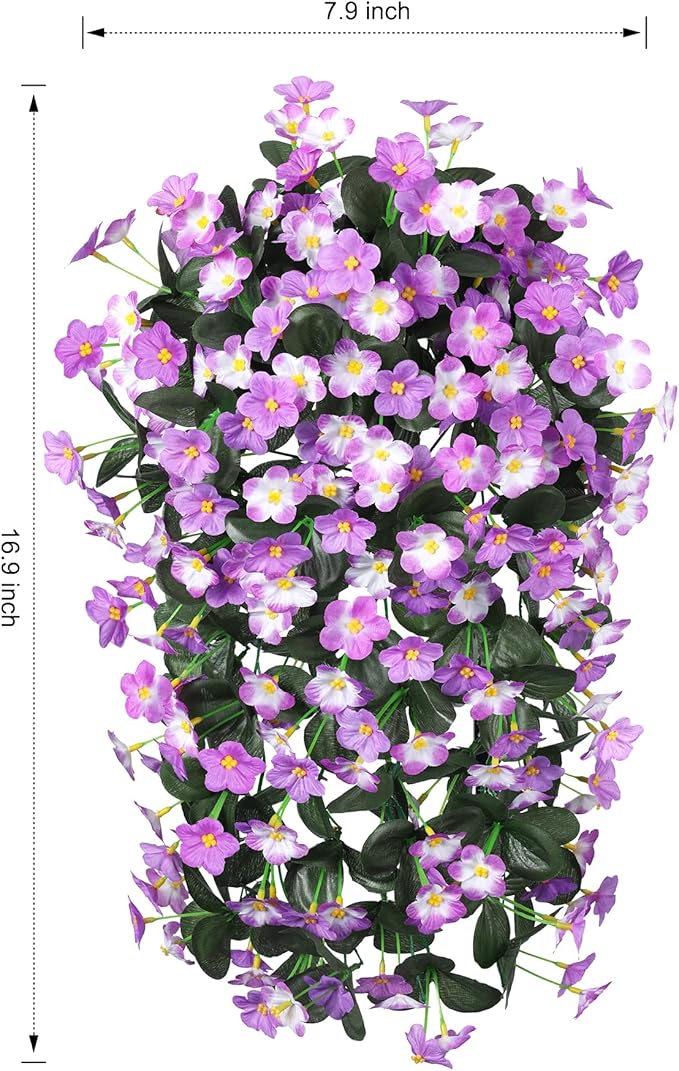 HyeFlora 2PCS Artificial Fall Hanging Flowers for Outdoors, Faux Daisy Muns Plants Fake Silk Orchid Long Stems UV Resistant for Home Garden Wall Party Indoor Outdoor Decor(Light Fuchsia and Fuchsia)