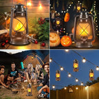 Outdoor Lanterns Waterproof Hanging Vintage LED Camping Lamps with Dancing Flame Non-Solar Remote Control Light Landscape Decor for Table Patio Garden Yard Pathway Porch 2Pack (3AA Batteries Power)