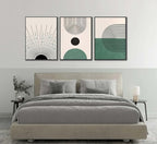 3 Pcs Sage Green Boho Canvas Wall Art Modern Abstract Minimalist Neutral Bohemian Sun Geometric Line Painting Picture Wall Decor Poster Print Artwork for Living Room Bedroom Home Decoration Unframed