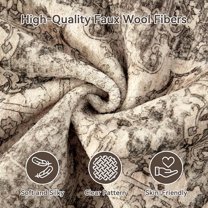 Topllen Entryway Rug - 2'x3' Boho Soft Low Pile Washable Area Rug, Non-Slip Small Rugs Indoor for Front Door Entrance Kitchen Bathroom, Vintage Carpet Stain Resistance (Black, 2x3ft)