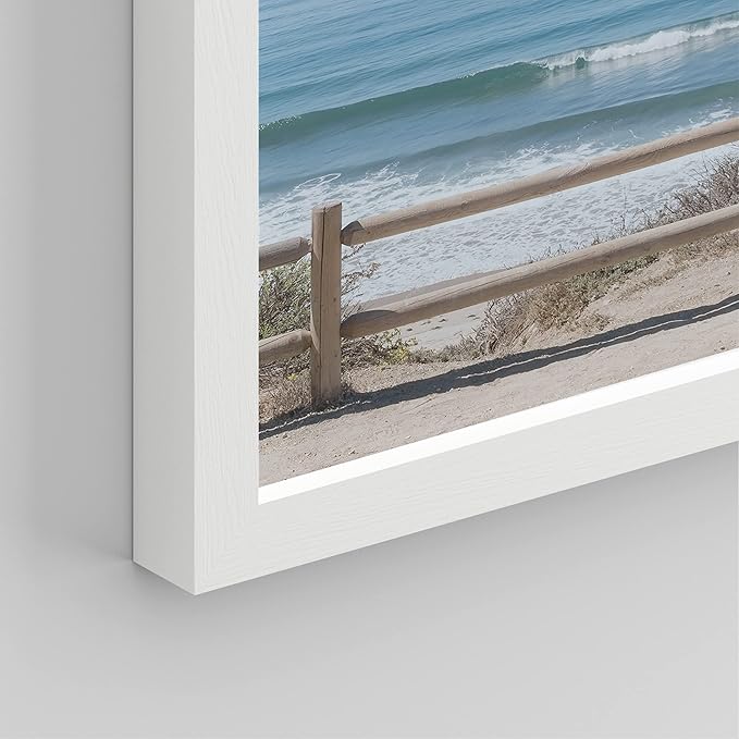 SIGNWIN Framed White Aerial View Blue Ocean Wave Beach Shore Wall Art, Set of 4 Landscape Colorful Wall Decor Prints, Nature Wilderness Wall Décor for Living Room, Bedroom - 12"x16" White