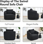 Swivel Accent Chair,360° Rotating Barrel Chair,Teddy Fleece High-Resilience Sponge Single Sofa, Easy Assembly for Living Room, Bedroom, Apartment Black