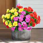 Ivydale Artificial Faux Flowers Plants for Outdoor Outside for Fall Decor,Fake Silk Colorful Camellia UV Resistant Look Real for Planter Pot Porch Patio Balcony Garden Yard Home, 3 Large Bundles