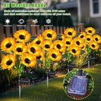 Sunflower Solar Lights Outdoor Decor, 4 Pack Solar Garden Decor 24 Waterproof Solar Sunflower Outdoor Lights for Garden Patio,Flower Bed, Pathway, Gift for Women, Mom, Grandma