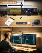 TROND LED Desk Lamp with Clamp, 29.55'' Tall Desk Light with Remote, 1500LM Bright Table Lamp, Swing Arm Clip on Light, Eye-Caring, Touch Control Dimmable for Home Office Monitor Reading Study Task