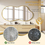 Suidia Irregular Wall Mirror, 55"x28" Bathroom Mirror Asymmetrical Mirrors Artistic Mirrors Decorative for Living Room Bedroom Bathroom Hallway Entryway, Gold, Cloud Style