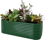 Vego garden 32" Extra Tall Raised Garden Bed Kits, 10 in 1 Modular Raised Planter Box for Vegetables Flowers Fruits Oval Metal Raised Garden Bed- British Green