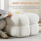 Zesthouse Square Pouf Ottoman, Modern Ottoman Coffee Table for Living Room, Fuzzy Sherpa Couch Foot Rest, Upholstered Tufted Cube Stool for Couch, White