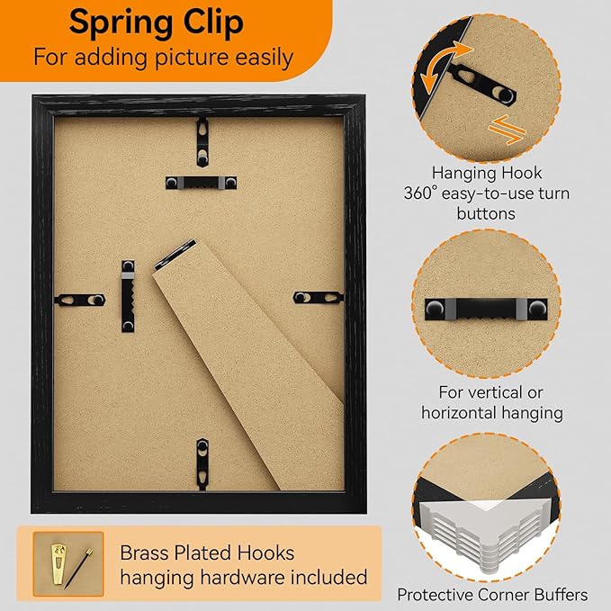 IBUYKE 8x10 Picture Frame,Solid Oak Wood 8x10 Photo Frame with Mat to 5x7,10x8 Picture Frames With Tempered Glass,Tabletop or Wall Mount Display,Home Decor,Black Oak 8 x 10 Frame,UWPF0810B