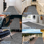 Custom Size Backed Non-Slip Area Rugs Runner, Easy Clean, Waterproof Runner Rugs for Hallway Entryway, Kitchen, Laundry, 4FT x 78FT, Gray Stripe