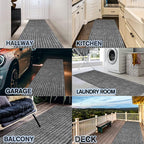 Custom Size Backed Non-Slip Area Rugs Runner, Easy Clean, Waterproof Runner Rugs for Hallway Entryway, Kitchen, Laundry, 2FT x 10FT, Gray Stripe