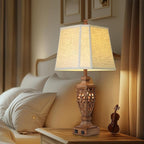 28.5" Vintage Brown Table Lamps Set of 2 With Night Light,Lamps for Living Room With Beige Linen Cut Corner Shade,Nightstands Lamp with USB A+C Port for Bedrooms,Bedside,Office,Hotel(Bulb Included)