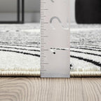 Abani Nuevo Beige Black Swirls Modern Area Rug 6' Round for Living Room, Bedroom - Abstract Design - Durable & Easy to Clean