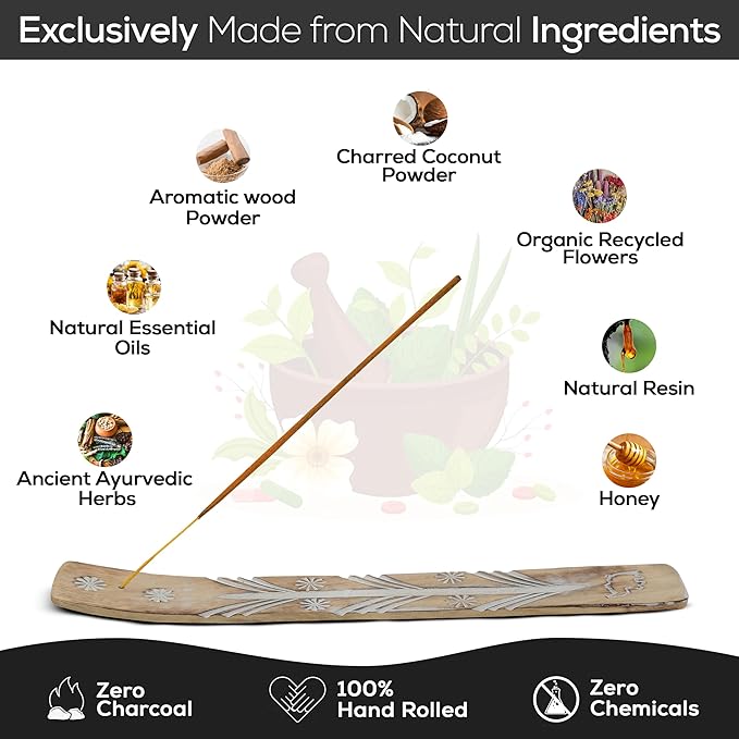 Satya Jasmine & Nagchampa Incense Sticks - 15gmx12 Pack with Raajsee Incense Holder