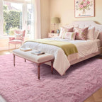 8x10 Ft Extra Large Pink Rugs for Living Room Girls, Shag Fluffy Area Rug for Bedroom, Ultra Soft Furry Rug Indoor Carpet for Kids Room Nursery Home Decor