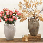 Ceramic Flower Vase Home Decor - 8.7" Farmhouse Flower Vases Rustic Vintage Aesthetic Modern for Table Living Room Kitchen Bedroom Decoration House Desk Decorative Accessories Gift (Rustic)