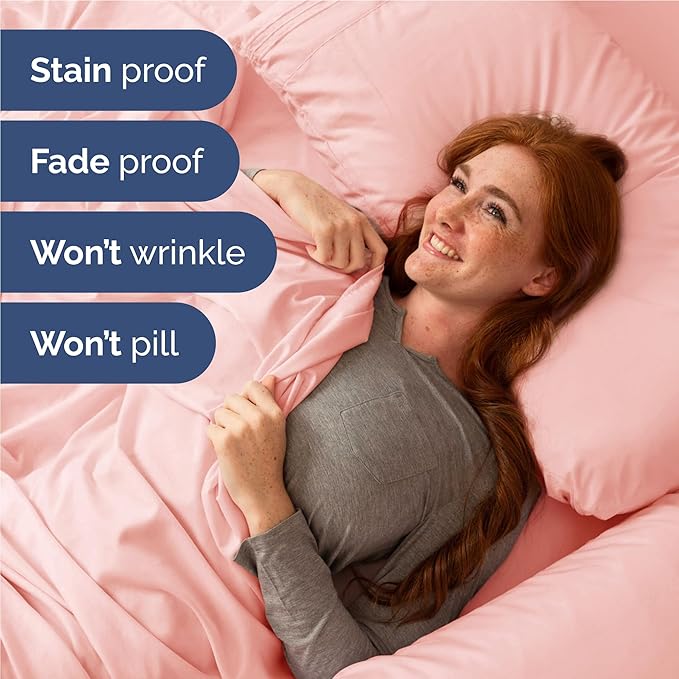 Twin XL Size 3 Piece Sheet Set - Comfy Breathable & Cooling Bed Sheets Set - Hotel Luxury Bedding for Women, Men, Kids, Teens, Boys & Girls - Deep Pockets, Soft, Wrinkle Free - Oeko-Tex - Baby Pink