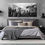 Large Pictures for Living Room Foggy Forest Canvas Wall Art for Bedroom Black Home Office Wall Decor 29 x 59 Inch