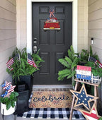 Interchangeable Welcome Sign for Front Door Red Farmhouse Truck Decor Hanging Sign with 11 Interchangeable Seasonal and Holiday Decor Signs 12x14 in. (Country Rustic)