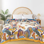 Boho Throw Blanket for Bed - 100% Pure Cotton Ultra Soft Rustic Quilt - Farmhouse Decor Bed Blankets, All Season Rustic Throw for Sofa Couch Chair(60"×80", Floral)