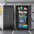 Black Metal Storage Cabinet,75" Steel Cabinets for Home Office, Kitchen Pantry Storage Cabinet with Doors and 5 Adjustable Shelves, Tool Cabinets, for Office, Home, Garage, School