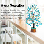 Crocon Turquoise Gemstone Tree Feng Shui Figurine Money Bonsai Good Luck Chakra Balancing Reiki Healing Crystals Decoration Ornament Sculpture Prosperity Table Decor Gift Size 10-12"""