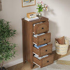 4 Drawer Dresser for Bedroom 36.81''Tall Modern Chest of Drawers with Fluted Panel Wood Storage Dresser Organizer with Deep Drawers for Nursery Living Room Hallway (1, Wanlut)