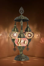 Mozaist Turkish Mosaic Lamp with Bulb – 3 Mosaic Sphere Table Light, Purple Basil