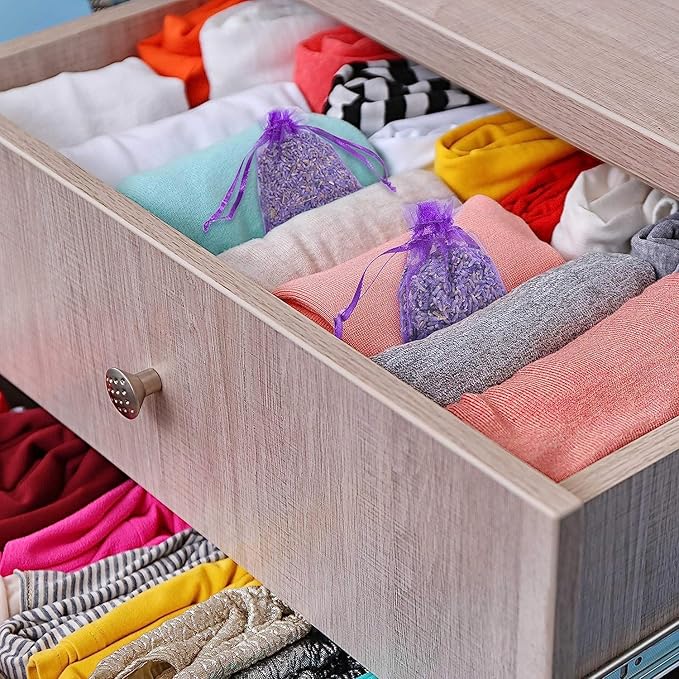 Pack of 48 Lavender Cedar Sachets - 32 Lavender, 16 Cedar for Closet, Drawer, Dresser, Wardrobe and More, LV-D-LC-3