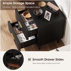 Alohappy Nightstands, Mid Century Modern Night Stands, Fluted Bedside Table for Bedroom, End Table with Storage Drawers, Vintage Bed Side Table Wood Accent Table for Living Room, Black 1pc