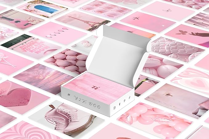 Y2K BOO Soft Rose Pink Aesthetic Wall Collage Kit – 100 Dreamy & Romantic Photos, 4"x6" Prints for Teen Girls Dorm Room Decor, Soft Rose Color Softscape Moments, Ideal Gift for Birthday & Graduation