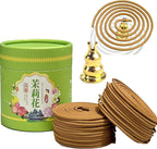 Jasmine Coils Incense (48 PCS) Spiral Incense Coil Incense Holder Burner, Natural Chinese Incenses Coils Spiral Design for Long-Lasting Fragrance