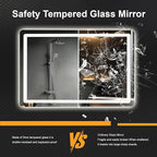 Led Bathroom Mirror, 36x24 Bathroom Vanity Mirror for Wall with Light, IP54 Enhanced Anti-Fog, Dimmable 3 Colors, Memory Function, Backlit and Front Lit, Shatter-Proof Glass, Plug-in/Hardwired