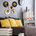 Qunclay 5 Pcs Wall Art Decor Wooden Living Room Wall Decor Bohemian Hanging Farmhouse Geometric 10'' and 8'' Aesthetic Wood Minimalist Posters for Bedroom(Rustic, Leaf)