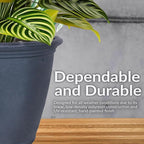 Sunnydaze 24-Inch Anjelica Large Plastic Pot for Plants - Outdoor Polyresin Round Planter with Drillable Drainage Holes - Slate