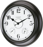CLXEAST 24 Inch LED Self-Illuminated Outdoor Metal Clocks Waterproof, Large Lighted Outdoor Clock with Temperature and Humidity,House Warming Gifts New Home,Oil Rubbed Bronze Black