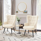 Furnimart Accent Chairs Set of 2, White Sherpa Reading Armchair with High Backrest, Wingback Corner Chair Mid Century Modern for Living Room, Bedroom, Waiting Room