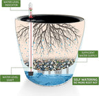 Dexceder 9x8 Inches Rattan Self Watering Planter Indoor Outdoor, Inner Pot Design, Thickened Table Flower Plant Pot with Water Level Indicator (Ivory White)