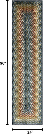 Maples Rugs Marion Bohemian Braided Design Print Runner Rug – Made in USA – Washable, Non Slip Indoor Long Carpet for Hallway, Kitchen, and Laundry Room, 2' x 8', Multi-Color