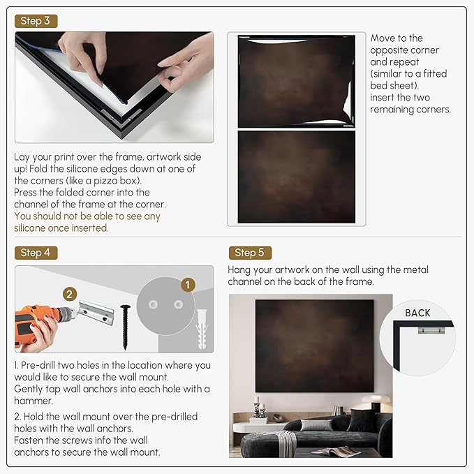 SIGNWIN 60"x72" Extra Large Framed Wall Art Dark Brown Abstract Moody Illustration for Home Living Room Bedroom Decor (Frame Assembly Required)