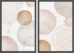 SIGNFORD Framed Wall Art Print Set Pastel Pink Gray Watercolor Circles Abstract Shapes Illustrations Modern Minimalist Relax/Calm Multicolor for Living Room, Bedroom, Office - 16"x24"x2 Black